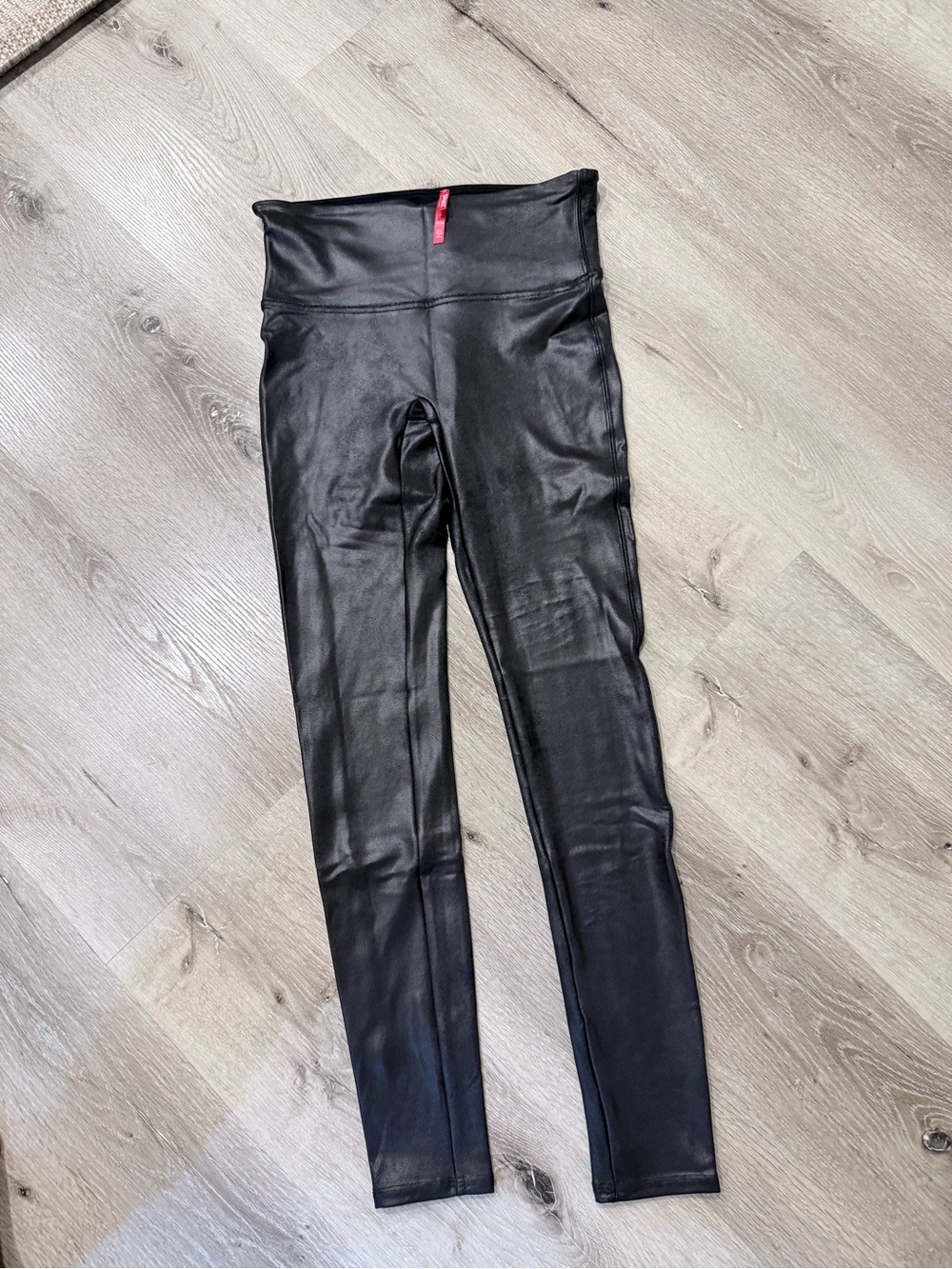 Spanx-Black Faux Leather High-Waist Leggings